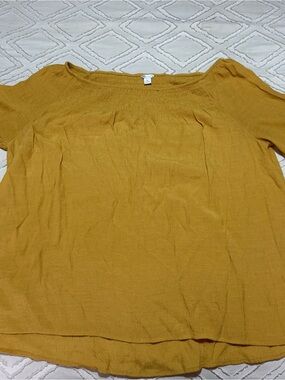 Cato Mustard Short Sleeve Peasant Top